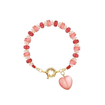 Pink Bracelet with Heart Pendant