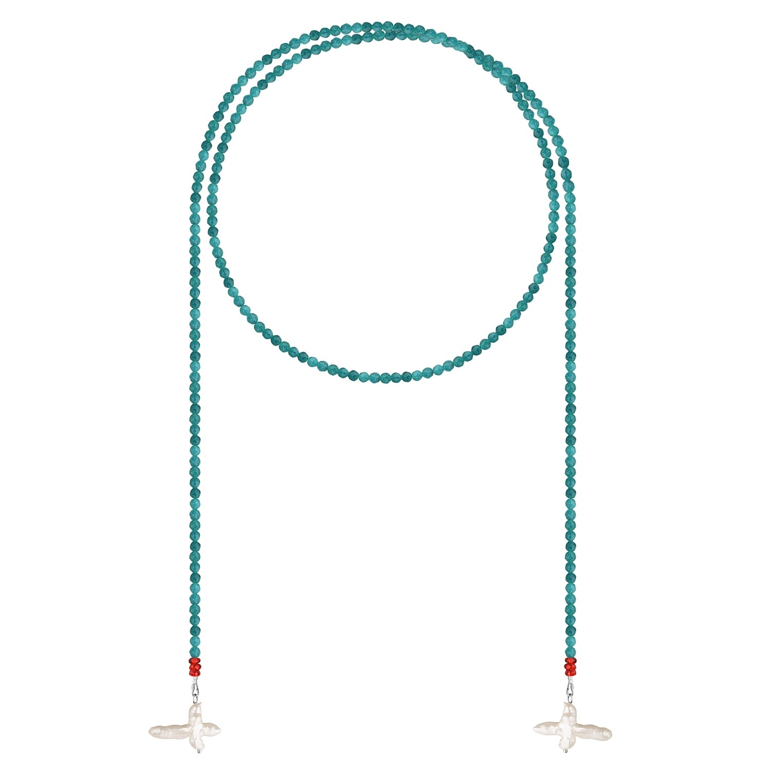Tie Necklace with Pearl Pendants
