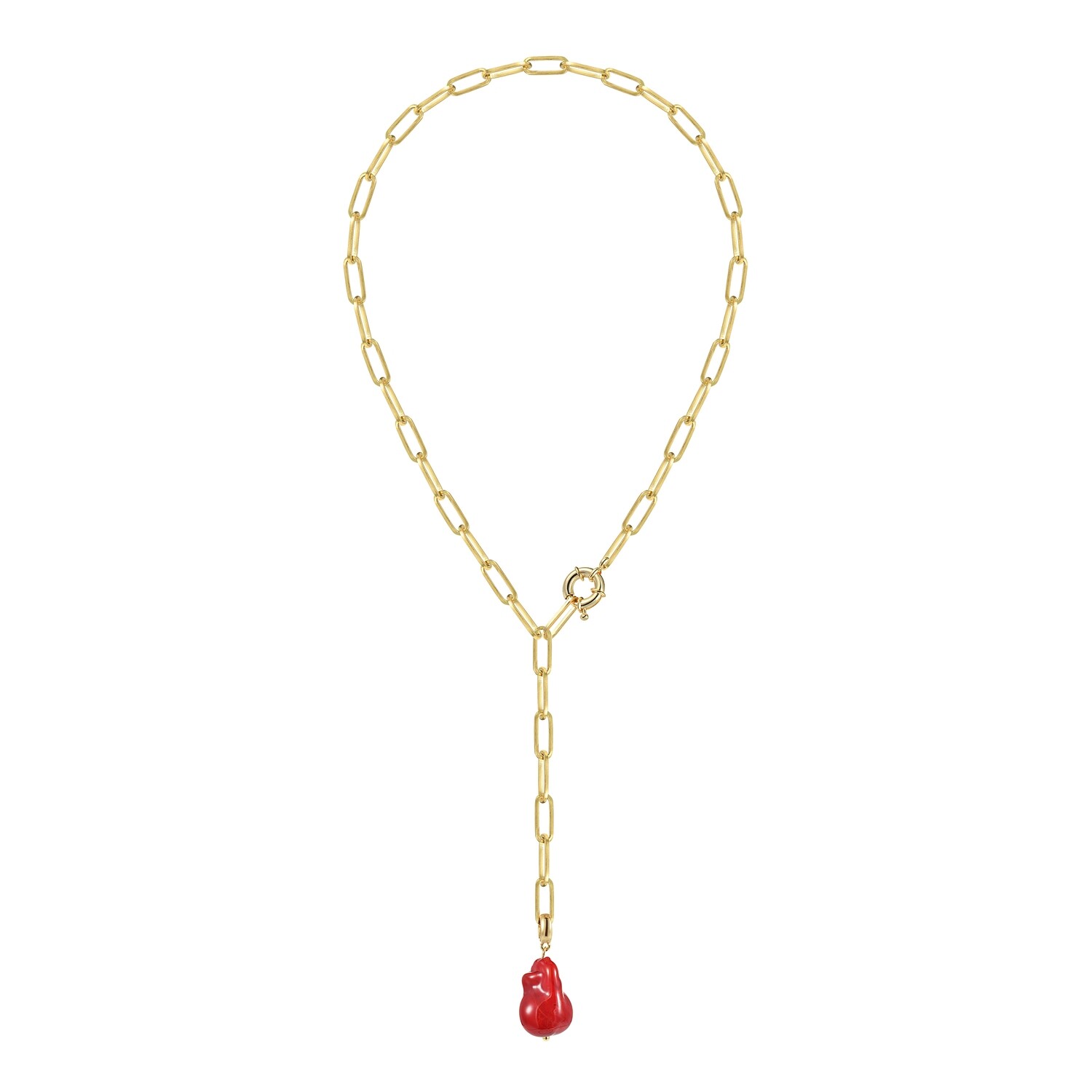 Chain with Red Baroque Pendant