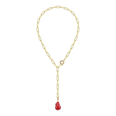 Chain with Red Baroque Pendant