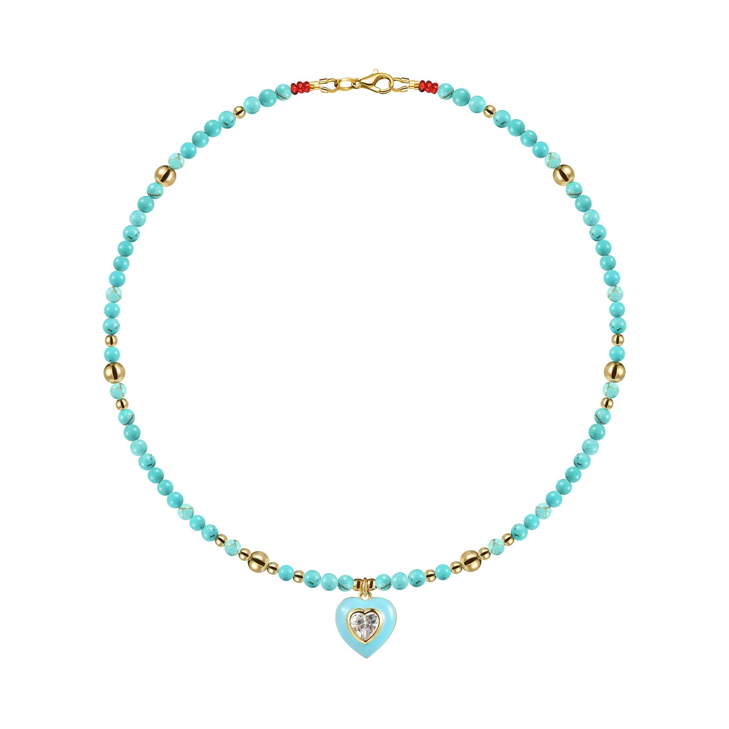 Turquoise Necklace with Heart Pendant