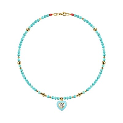 Turquoise Necklace with Heart Pendant