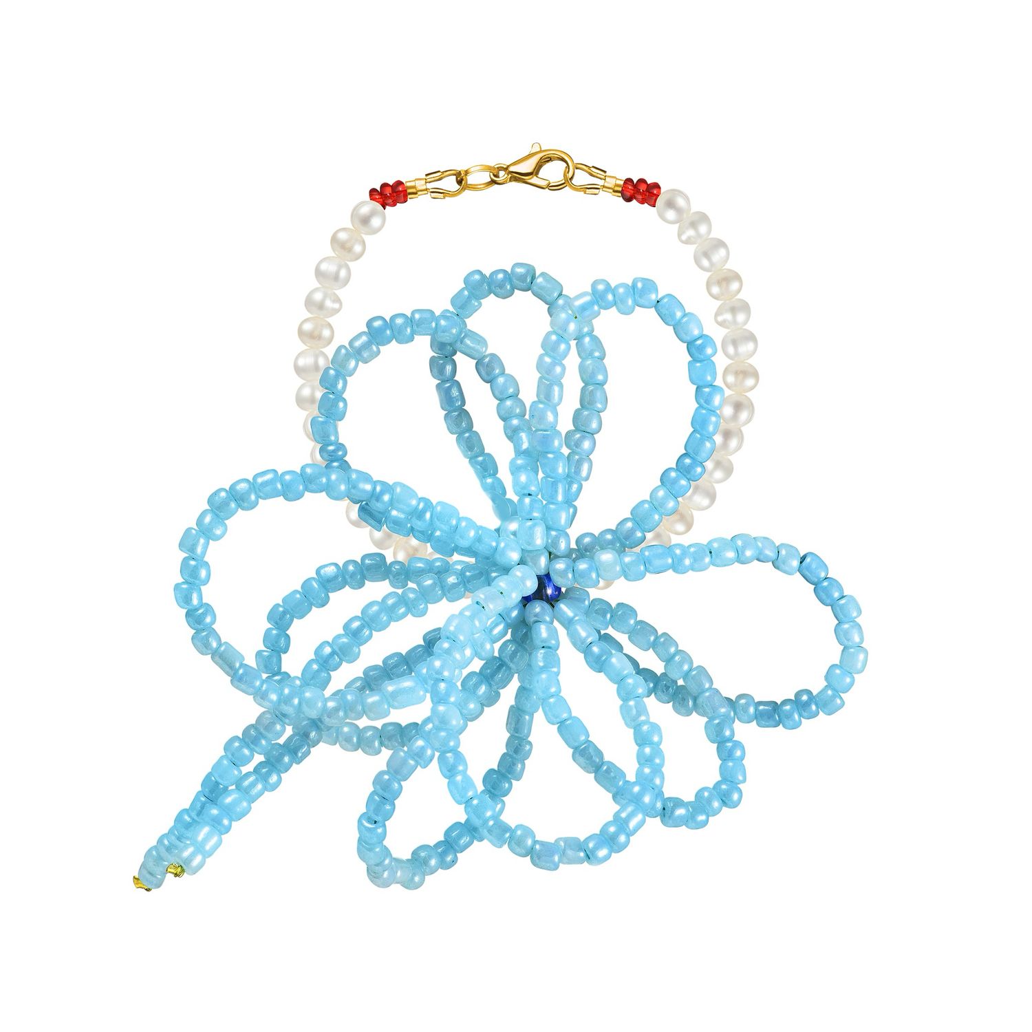 Pearl Bracelet with Beaded Flower