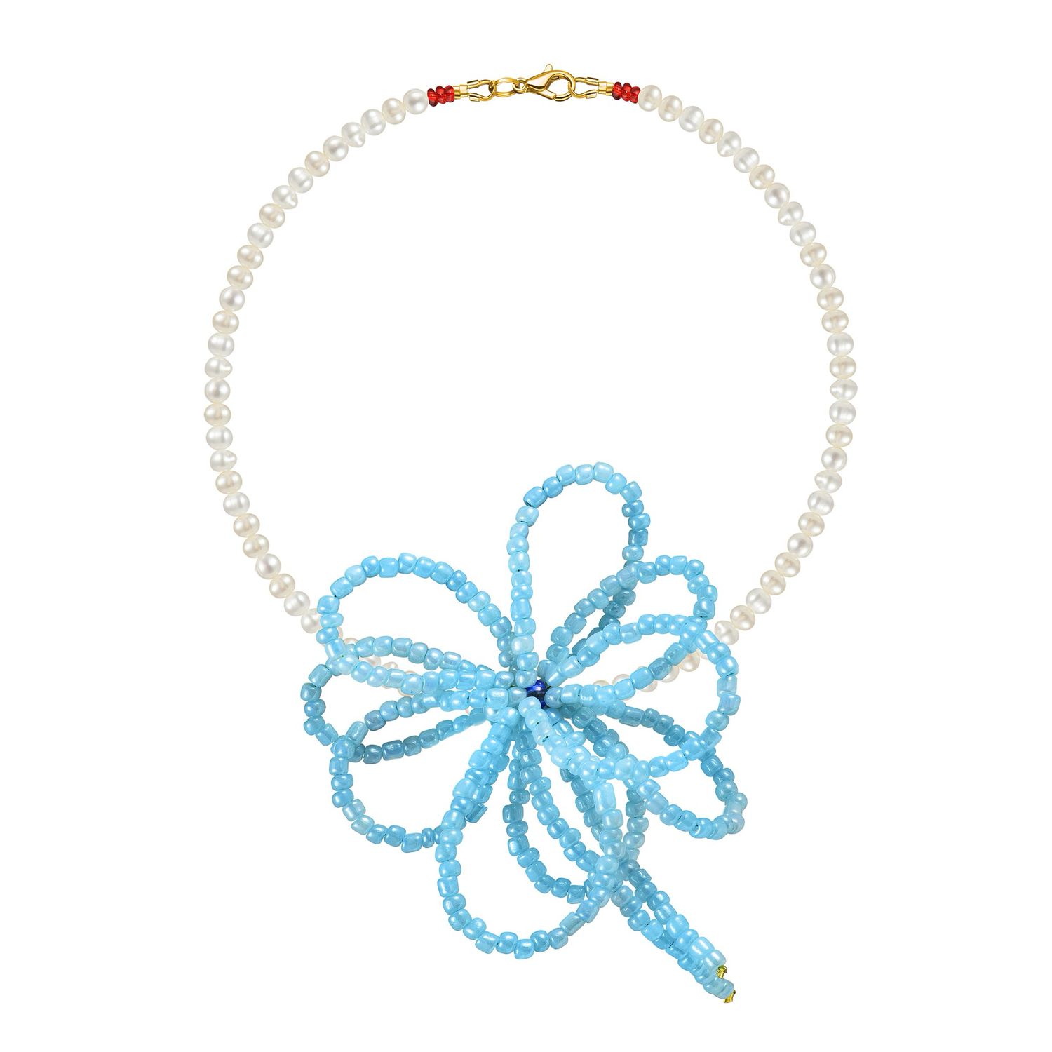Pearl Choker with Beaded Flower