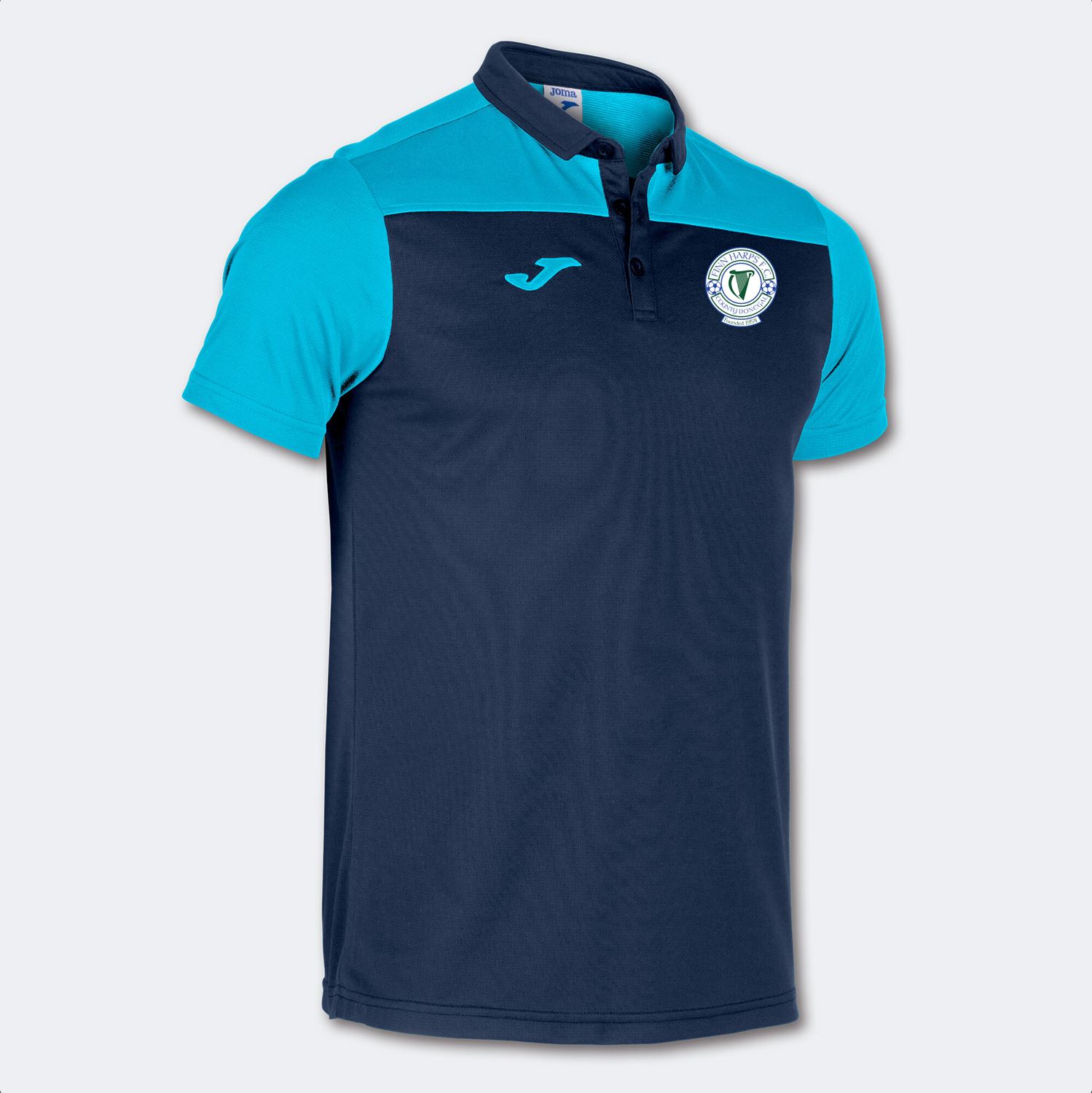 Finn Harps Polo Shirt, Navy/ Turquoise, Kids
