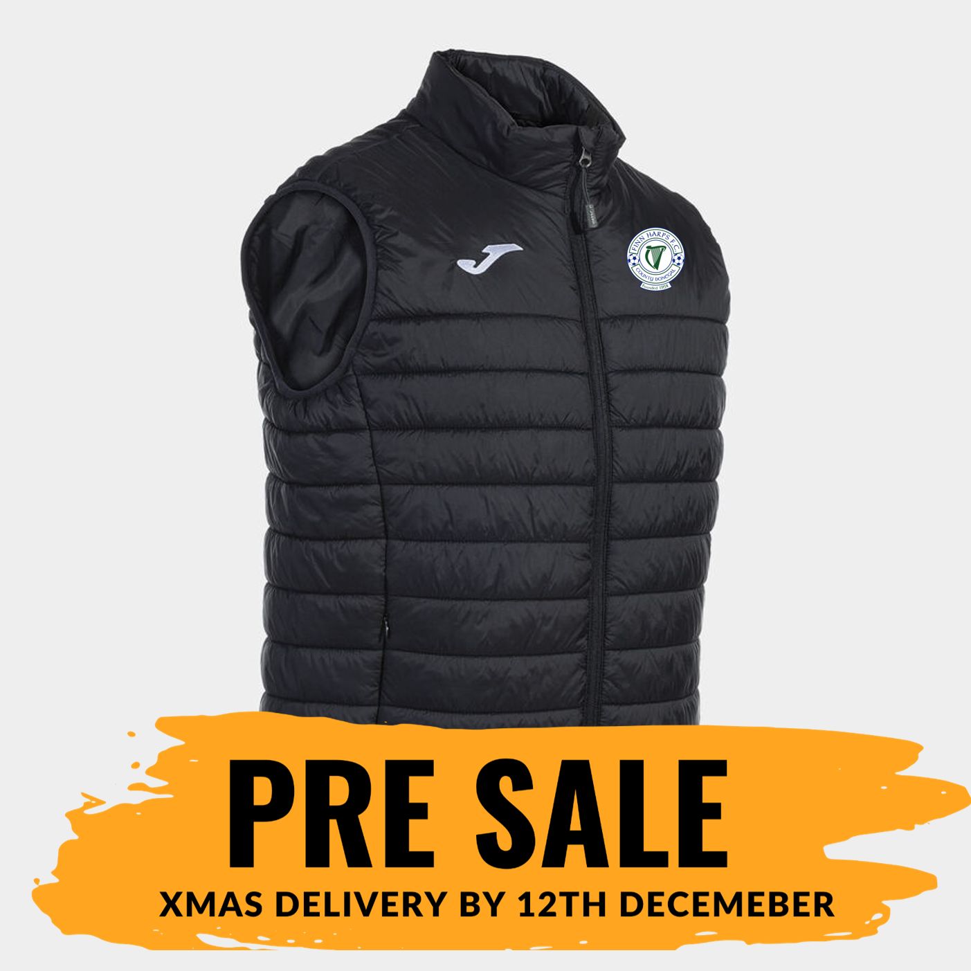 Finn Harps Bomber Gilet, Adult, Black