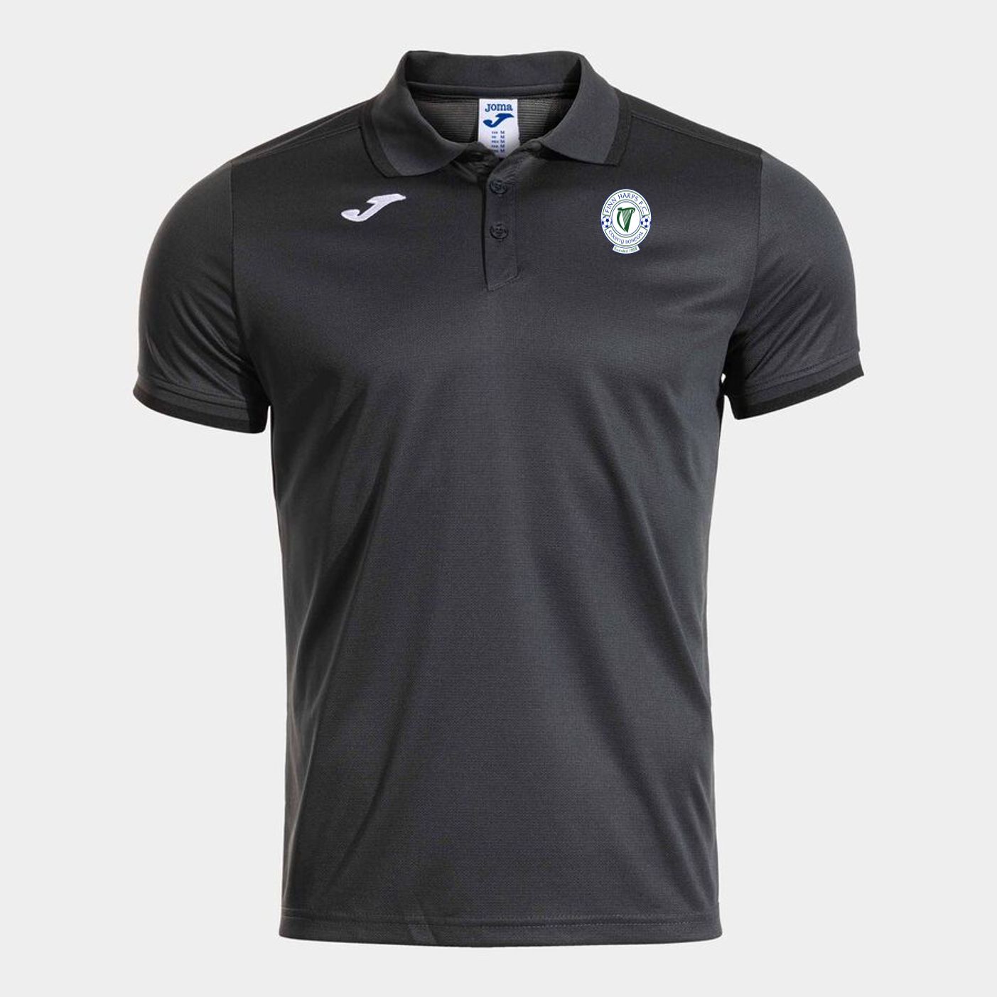 Finn Harps 2026 Polo Top, Dark Grey/Black, Adult