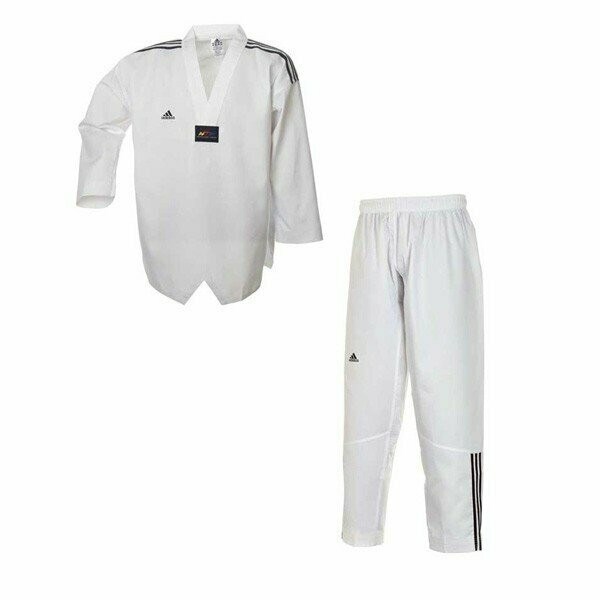 Adidas Taekwondo Anzug AdiClub 3 weißes Revers, Größe: 160 cm