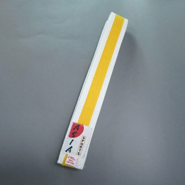 Zweifarbige Budo-Gürtel Asia Sports - Weiß/Gelb, Länge: 220 cm