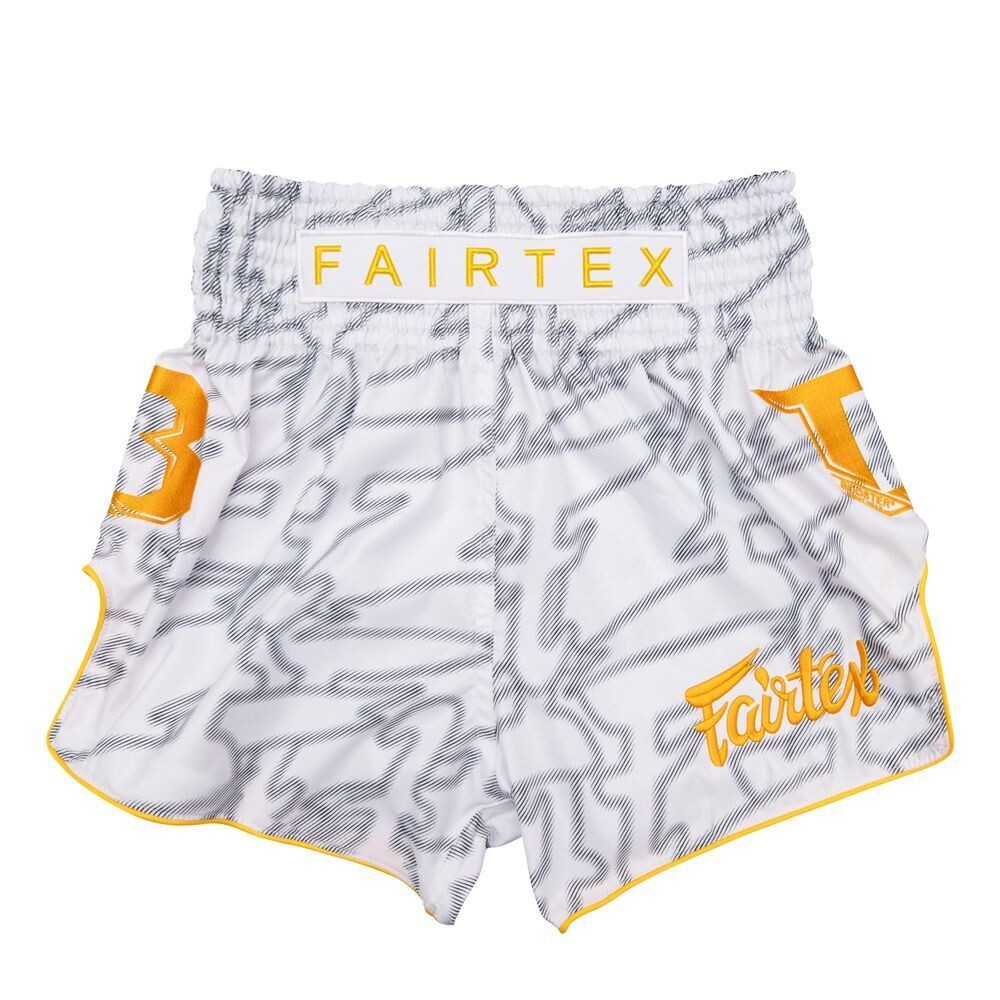 Fairtex Muay Thai Shorts weiß/gold, Größe: M
