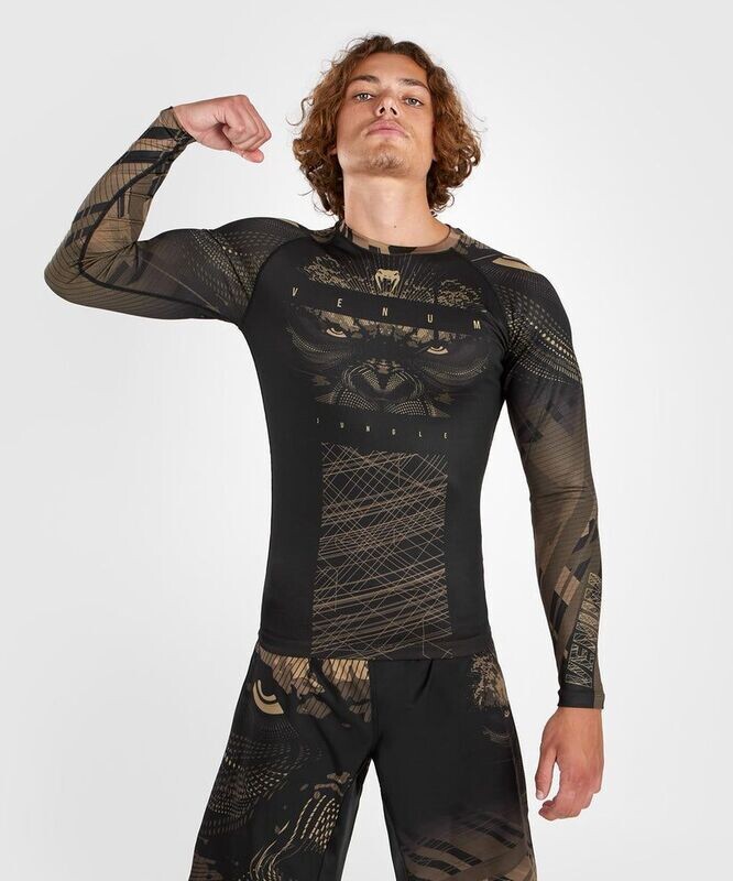 Venum Gorilla Jungle Langarm-Rashguard - Schwarz/Sand Venum Gorilla Jungle Langarm-Rashguard - Schwarz/Sand