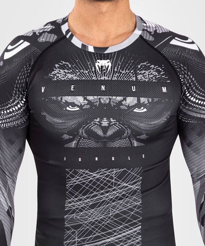 Venum Gorilla Jungle Langarm-Rashguard - Schwarz/Weiß Venum Gorilla Jungle Langarm-Rashguard - Schwarz/Weiß