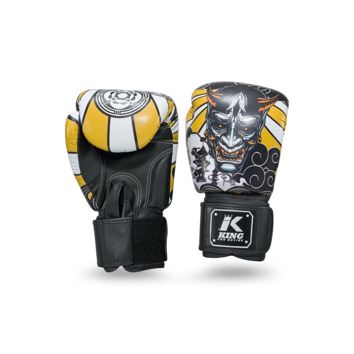King Pro Boxhandschuhe mit Samurai Design in schwarz/rot, Größe: 12oz