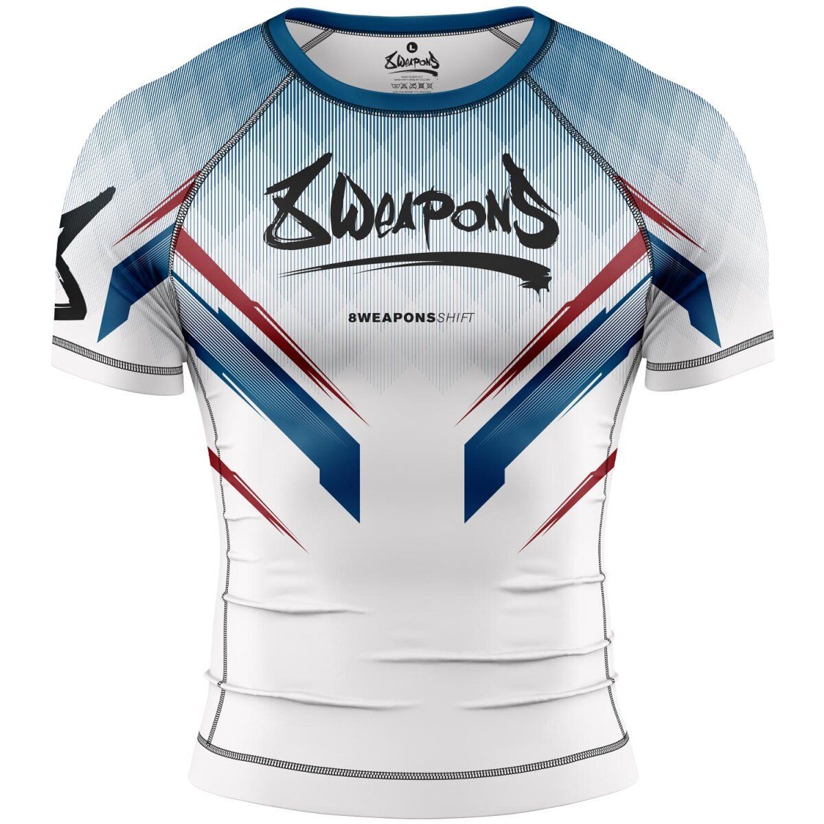 8 Weapons Shift Kurzarm-Rashguard - Weiß/Rot