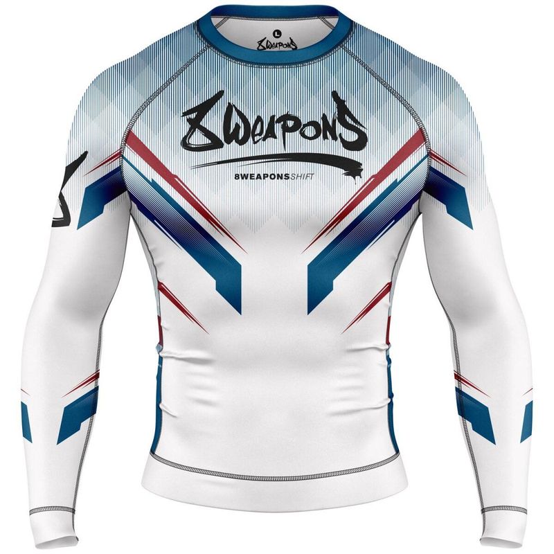 8 Weapons Shift Langarm-Rashguard - Weiß/Rot