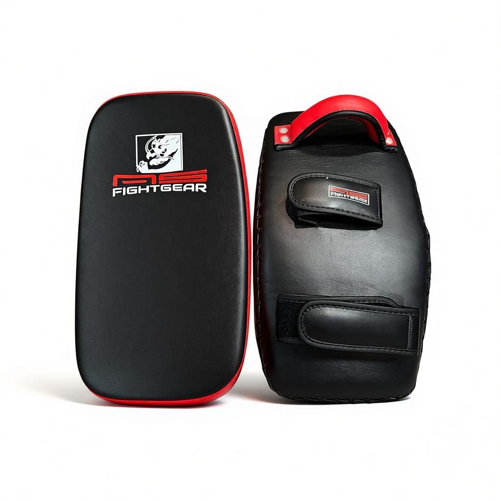 Armpratze Asia Sports curved in Schwarz-Rot, Leder Thai Pads Armpratze Asia Sports curved in Schwarz-Rot, Leder Thai Pads