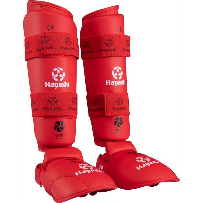 Karate Schienbeinspannschutz Hayashi WKF zugelassen rot