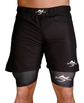 Ju Sports Fightshorts 2 in 1 schwarz
