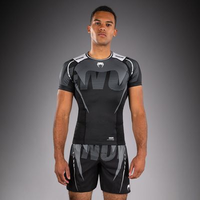 Venum Adrenaline Kurzarm-Rashguard Schwarz/Silbergrau