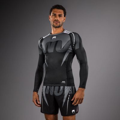 Venum Adrenaline Langarm-Rashguard Schwarz/Silbergrau