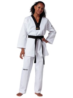 KWON Taekwondo Anzug "Victory" schwarzes Revers WT anerkant
