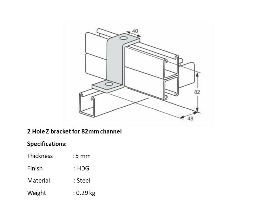 2 Hole Z bracket for 82mm channel