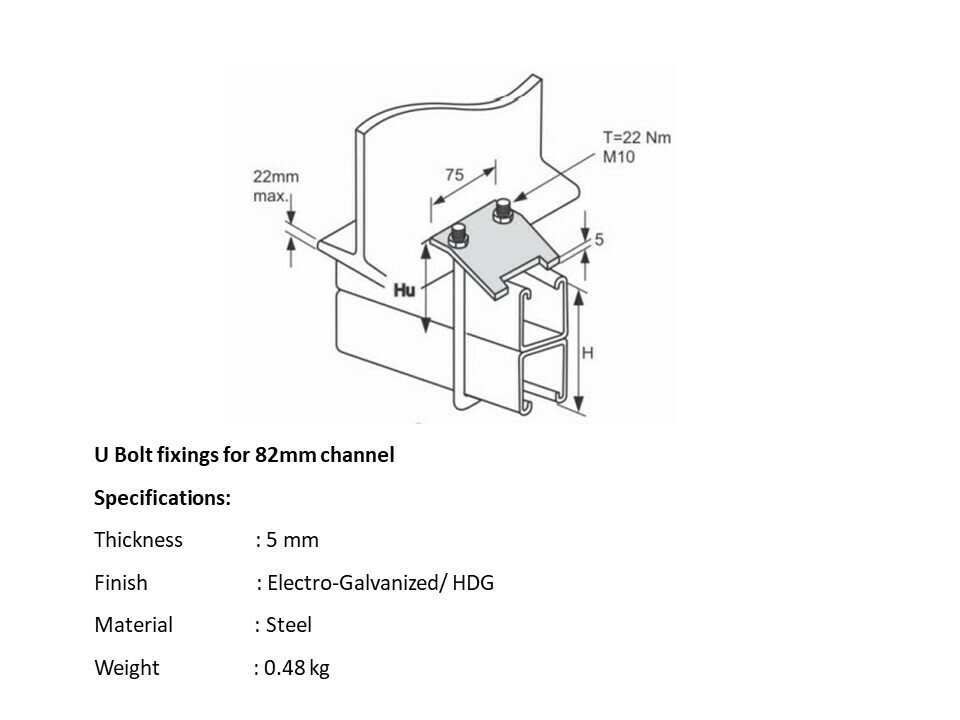 U Bolt fixings for 82mm channel