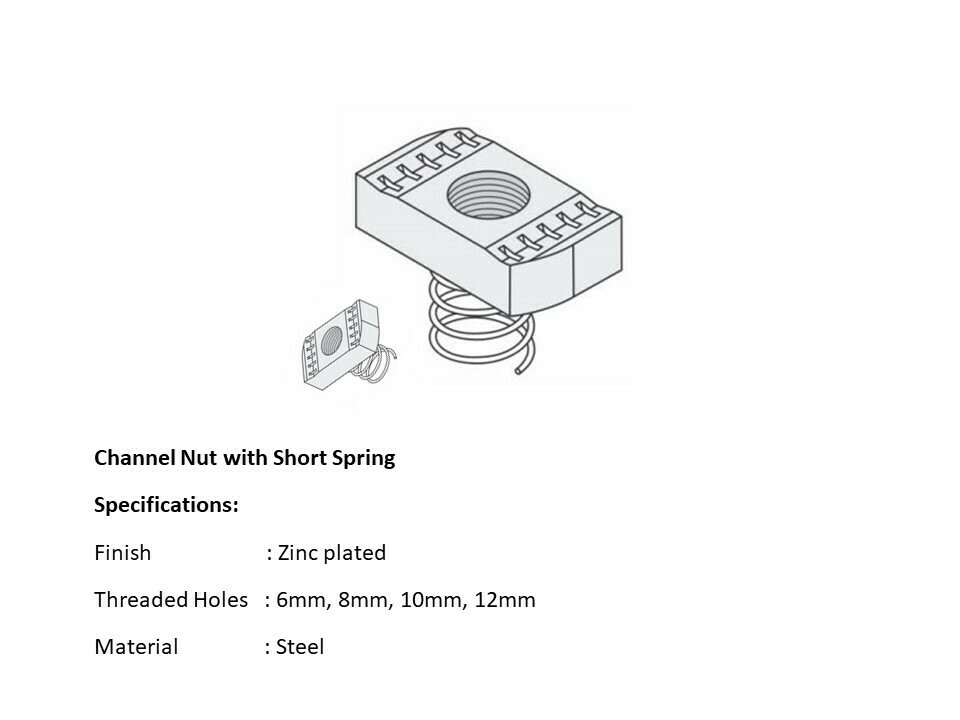 Channel nut with short spring