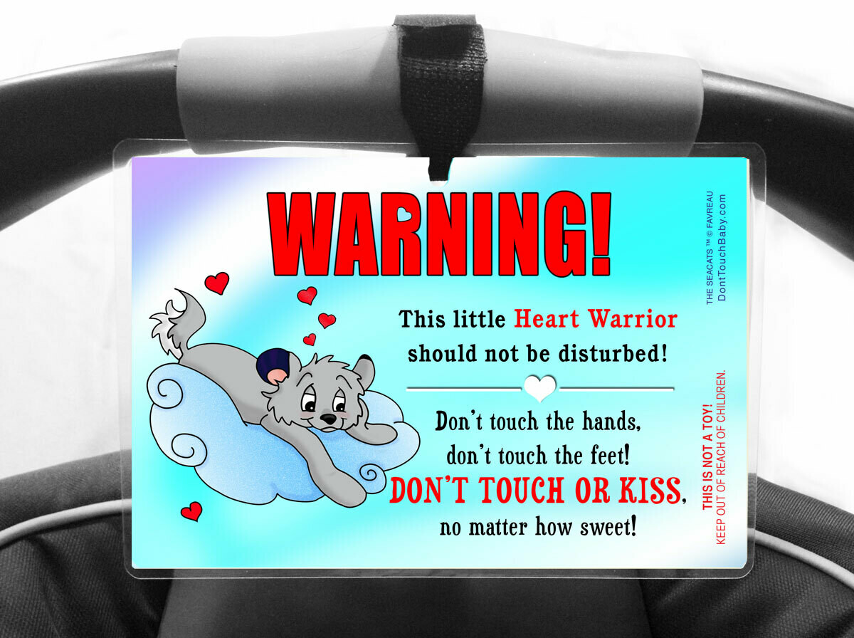 HEART WARRIOR Don't Touch or Kiss the Baby Car Seat Sign - Seacat Dreams