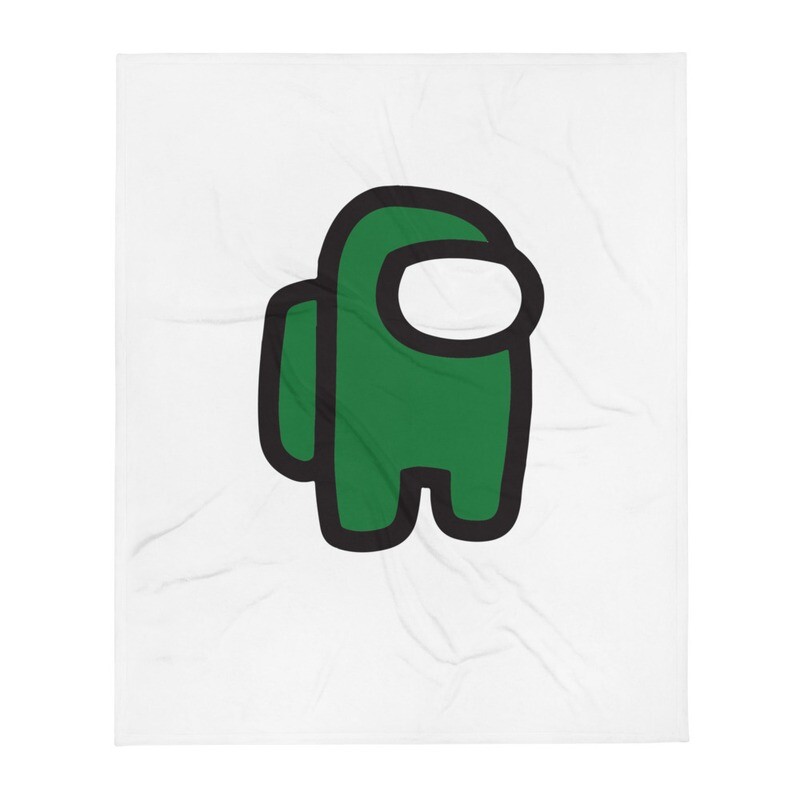 throw blanket with among us green character 