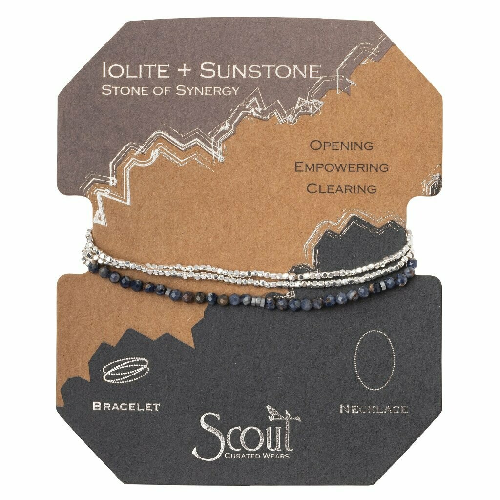 Iolite Sunstone/Silver Delicate Stone Bracelet/Necklace