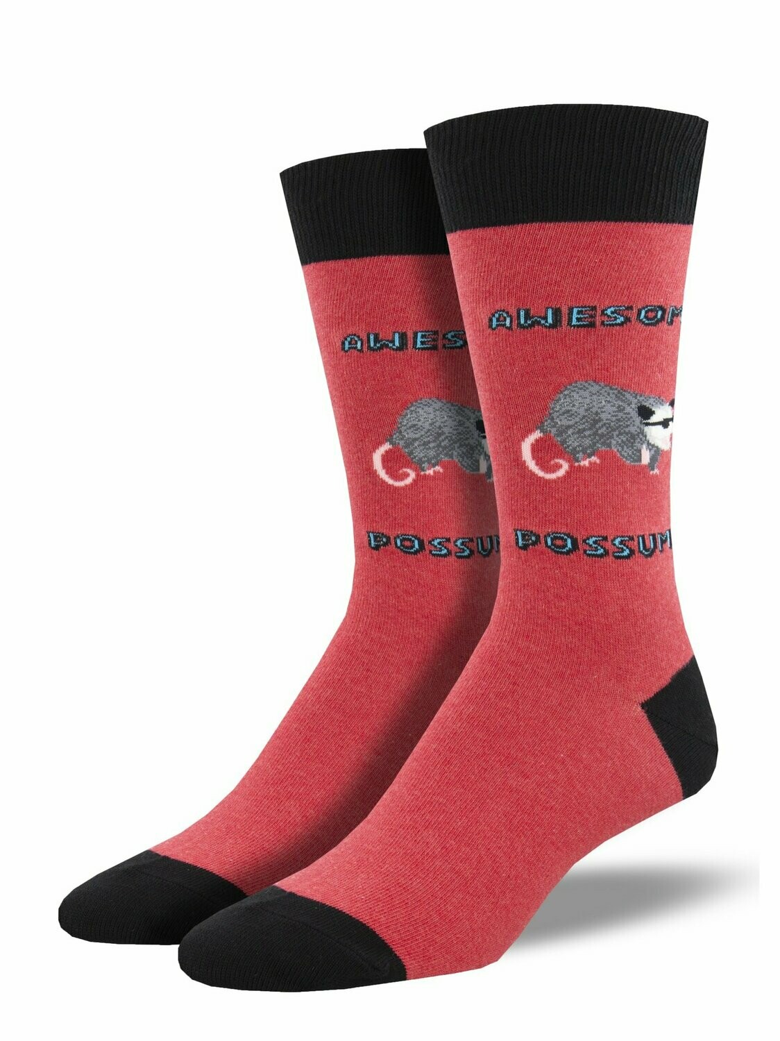 Awesome Possum Red Heather - Men's Socks