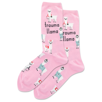 Trauma Llama - Pink Womens Socks
