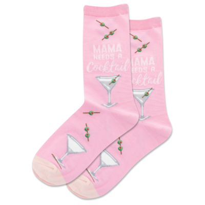 Mama Needs A Cocktail - Pink Womens Socks