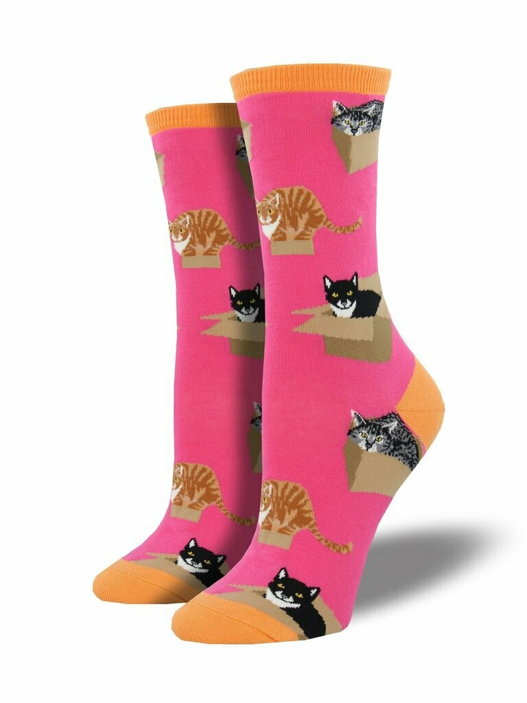 Cat In A Box Pink- Women's Socks
