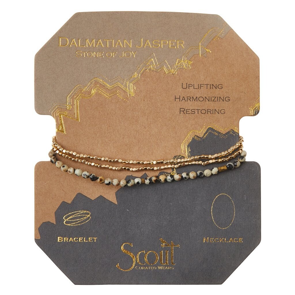Dalmation Jasper/Gold Delicate Stone Bracelet/Necklace