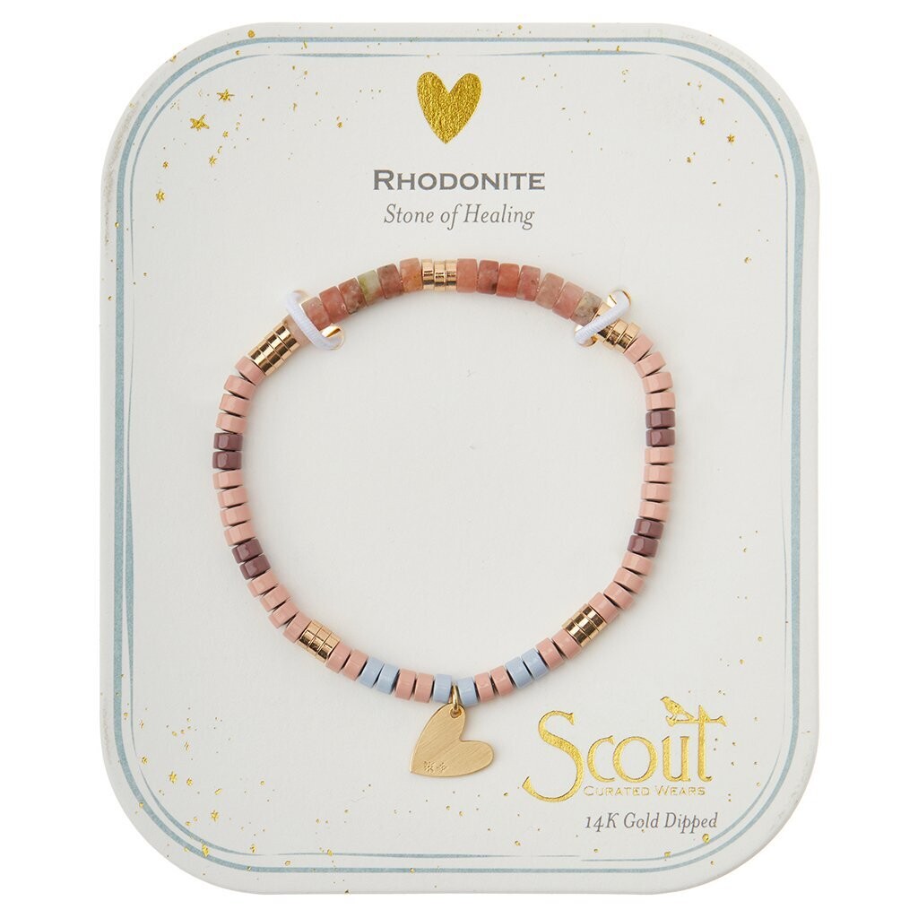 Rhodonite/Gold Intention Charm Bracelet