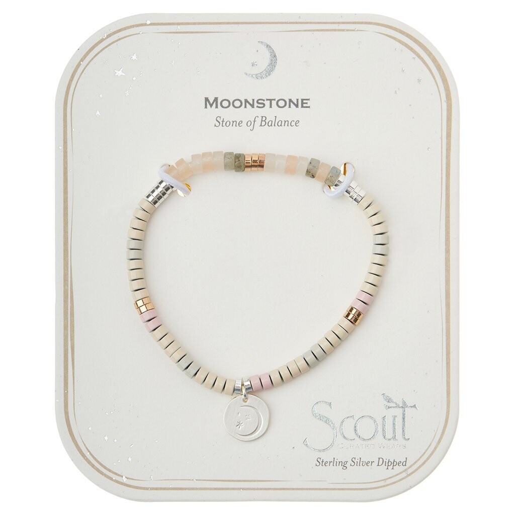 Moonstone/Silver/Gold Intention Charm Bracelet