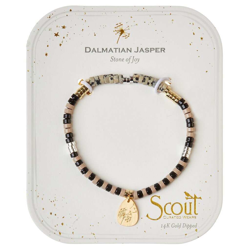 Dalmation Jasper/Gold Intention Charm Bracelet