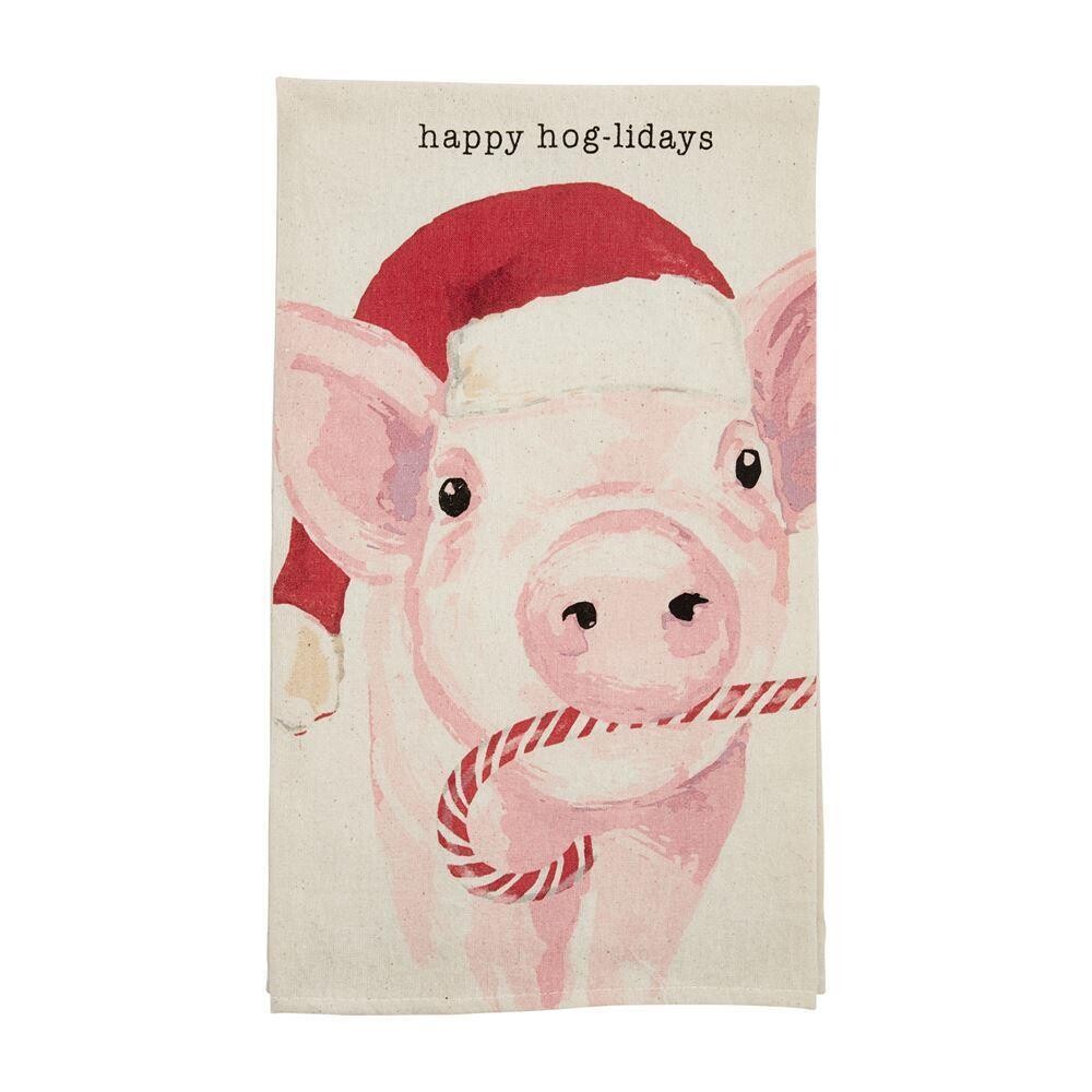 Pig Watercolor Holiday Towel
