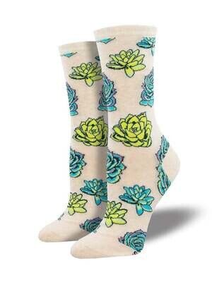 Succulents Women's Socks Ivory Heather