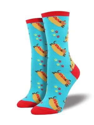 Wiener Dog Blue Women's Socks