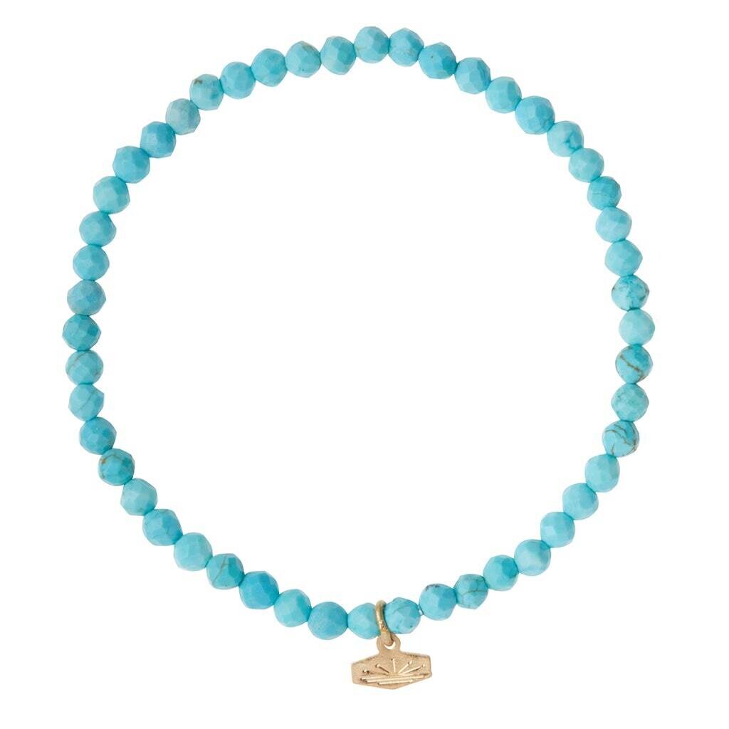 Turquoise/Gold Mini Faceted Stone Stacking Bracelet