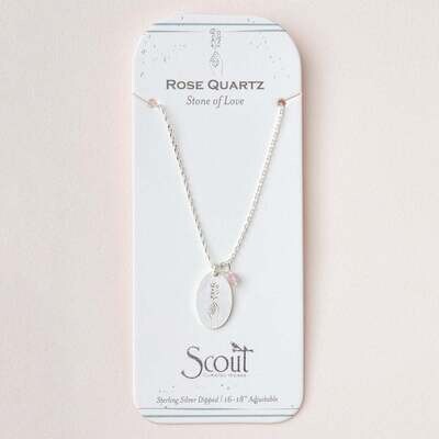 Rose Quartz/Silver Intention Charm Necklace