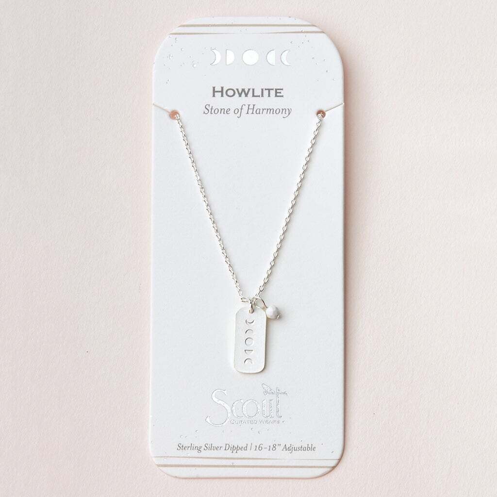 Howlite/Silver Intention Charm Necklace