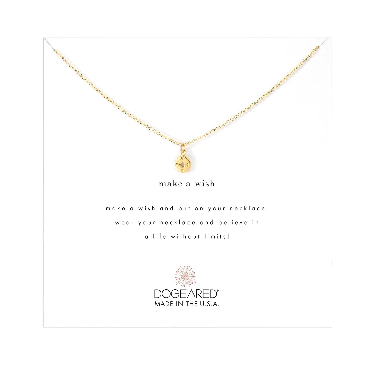 Make A Wish Petite Compass Gold Dipped Necklace