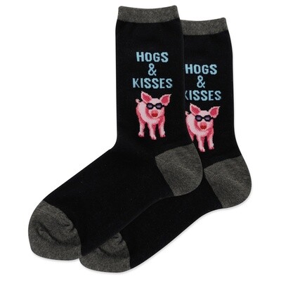 Hogs and Kisses Black Women's Socks