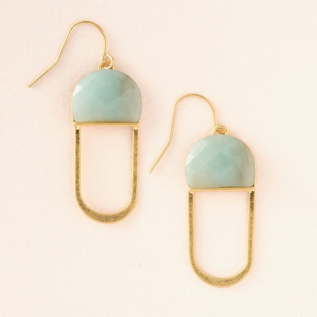 Amazonite/Gold Modern Stone Chandelier Earrings