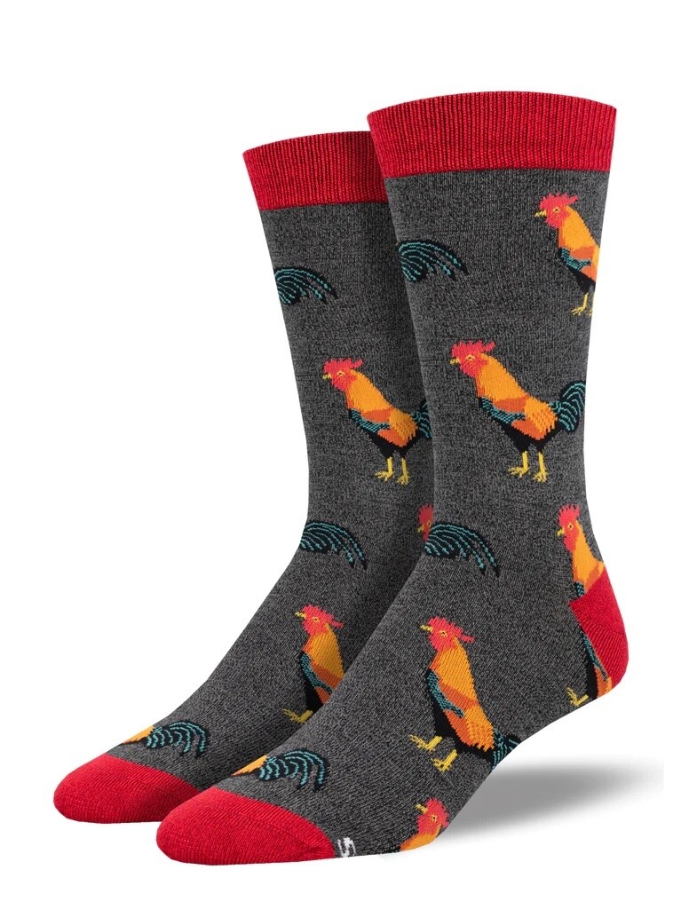 Flock of Roosters Charcoal Men's Socks