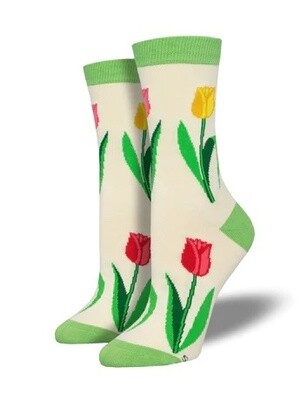 Spring Tulips Ivory Women's Socks